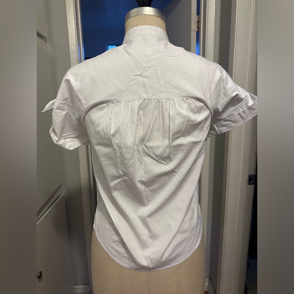 Veronica Beard White Collard Button Down Short Sl… - image 3